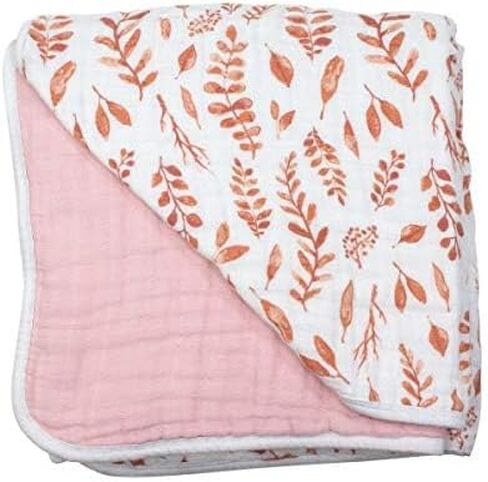 بطانية لحاف من الموسلين Bebe au Lait، فائقة النعومة 100% من القطن، مريحة وقماط مريحة ودافئة، مثالية لحديثي الولادة والرضع والأطفال الصغار وعربة الأطفال ومفارش سرير الأطفال، مقاس كبير 48 بوصة × 48 بوصة - Just Be + أوراق الشجر in Kuwait