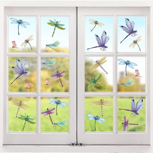 ملصق نافذة اليعسوب - ملصق فينيل زجاجي ثابت على شكل اليعسوب للباب الزجاجي المنزلق والبلاط والجدران وتزيين المنزل ملصق نافذة اليعسوب in Kuwait