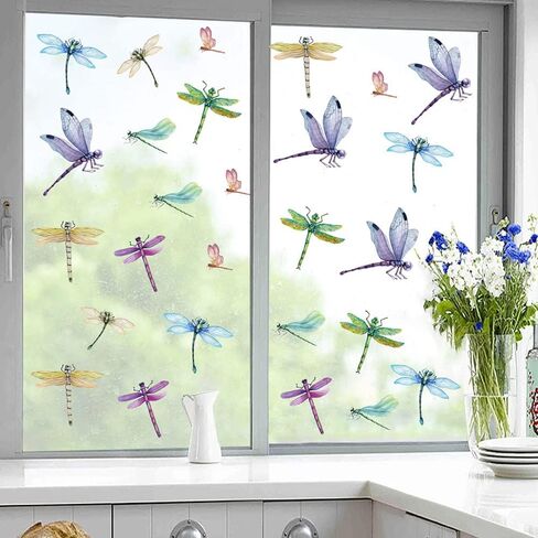 ملصق نافذة اليعسوب - ملصق فينيل زجاجي ثابت على شكل اليعسوب للباب الزجاجي المنزلق والبلاط والجدران وتزيين المنزل ملصق نافذة اليعسوب in Kuwait