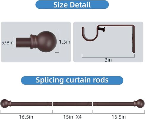 Bronze Curtain Rods for Windows 30 to 93 Inch,5/8 Inch Diameter Drapery Rods with Brackets Heavy Duty Curtain Rods for Bedroom in Kuwait