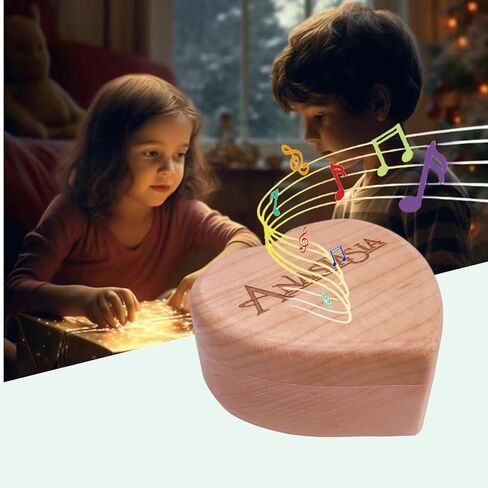 صندوق موسيقى ون ابون ايه ديسمبر من تايكست مع مرآة، الية منحوتة خشبية صغيرة على شكل قلب، صناديق موسيقية هدايا لعيد الميلاد والذكرى السنوية وعيد الام in Kuwait