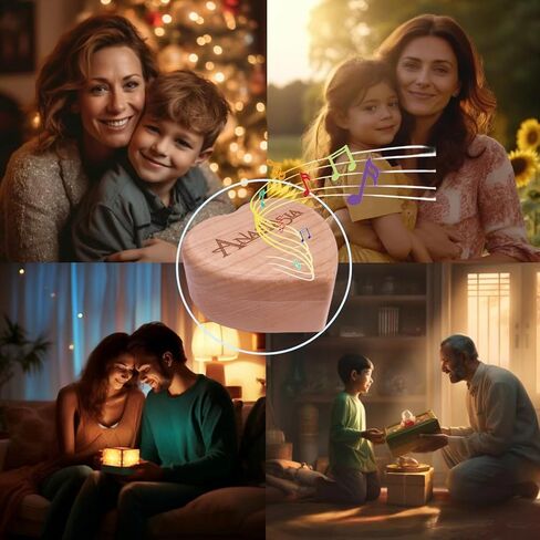 صندوق موسيقى ون ابون ايه ديسمبر من تايكست مع مرآة، الية منحوتة خشبية صغيرة على شكل قلب، صناديق موسيقية هدايا لعيد الميلاد والذكرى السنوية وعيد الام in Kuwait