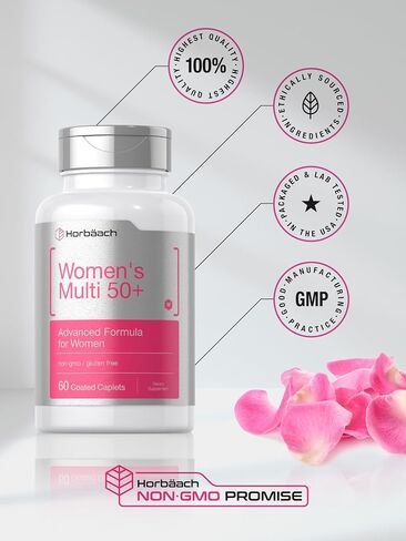 Horbäach Women's Multivitamin 50 Plus | 60 Coated Caplets | Advanced Vitamin Formula | Non-GMO & Gluten Free Supplement in Saudi Arabia