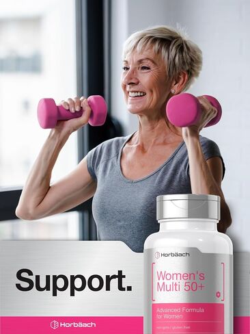 Horbäach Women's Multivitamin 50 Plus | 60 Coated Caplets | Advanced Vitamin Formula | Non-GMO & Gluten Free Supplement in Saudi Arabia