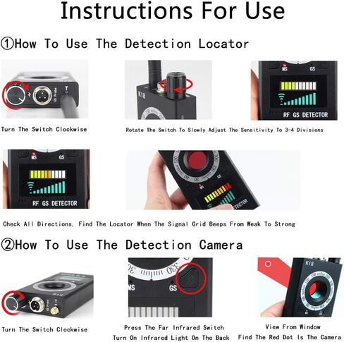 AOLANS Hidden Camera detectors GPS Tracker Bug Detector Hidden Device Detector Anti Spy DetectorRf Detector for Wireless Camera Finder in Kuwait