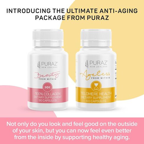 PURAZ Collagen Peptides Supplements - Infused with Antioxidants from New Zealand Super Fruits - Experience Younger Looking Skin and Hair & Nail Growth - Multi Collagen Pills for Women - 90 Capsules in Saudi Arabia