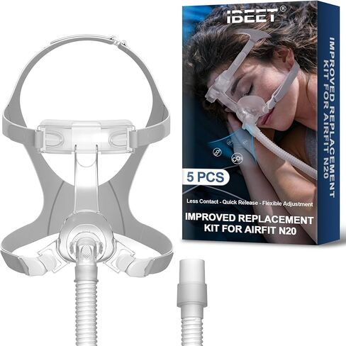 أنبوب إطار بديل وغطاء رأس لجهاز Airfit N20 - علامات خد أقل، تحرير سريع، تعديل مرن، لوازم استبدال IBEET لـ Airfit N20 in Kuwait