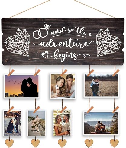 Yudarte Mr & Mrs Bedroom Decor for Couples - Wall Picture Hanging Collage Board with Clips and Twine 13.5x5.5 Inches - Religious Marriage Gifts for Couple - What God Has Joined Together Mark 10:9 in Saudi Arabia