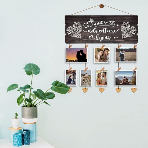 Yudarte Mr & Mrs Bedroom Decor for Couples - Wall Picture Hanging Collage Board with Clips and Twine 13.5x5.5 Inches - Religious Marriage Gifts for Couple - What God Has Joined Together Mark 10:9 in Saudi Arabia