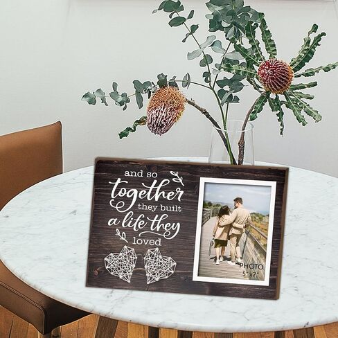 Yudarte Mr & Mrs Bedroom Decor for Couples - Wall Picture Hanging Collage Board with Clips and Twine 13.5x5.5 Inches - Religious Marriage Gifts for Couple - What God Has Joined Together Mark 10:9 in Saudi Arabia
