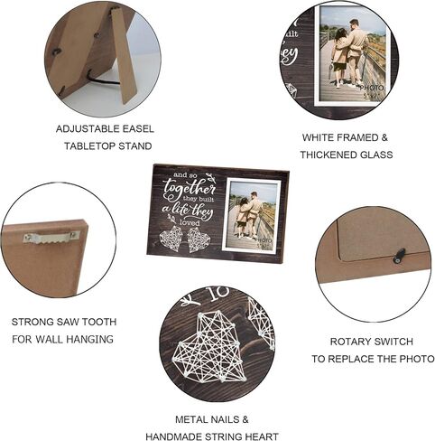 Yudarte Mr & Mrs Bedroom Decor for Couples - Wall Picture Hanging Collage Board with Clips and Twine 13.5x5.5 Inches - Religious Marriage Gifts for Couple - What God Has Joined Together Mark 10:9 in Saudi Arabia