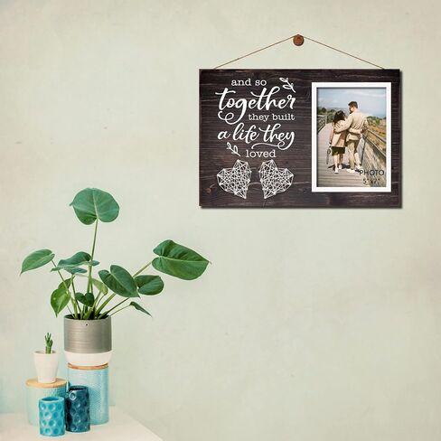Yudarte Mr & Mrs Bedroom Decor for Couples - Wall Picture Hanging Collage Board with Clips and Twine 13.5x5.5 Inches - Religious Marriage Gifts for Couple - What God Has Joined Together Mark 10:9 in Saudi Arabia