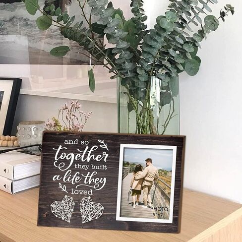 Yudarte Mr & Mrs Bedroom Decor for Couples - Wall Picture Hanging Collage Board with Clips and Twine 13.5x5.5 Inches - Religious Marriage Gifts for Couple - What God Has Joined Together Mark 10:9 in Saudi Arabia