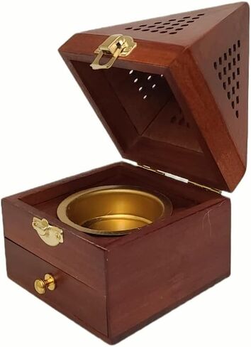 Cone Incense Burner Holder Box Storage - Wooden Pyramid Style - Mabkhara, Wooden Burner, Bakhoor Burner - Wooden Incense Holder (Size: 9 x 9 x 17 cm - Pyramid) حامل بخور خشبي - مبخرة خشب هرمي in Saudi Arabia