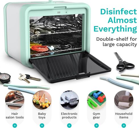 صندوق مطهر بالأشعة فوق البنفسجية كبير من ENNVA - صندوق معقم بالأشعة فوق البنفسجية البسيط - صندوق مطهر بالأشعة فوق البنفسجية بسعة كبيرة - خزانة تطهير بالأشعة فوق البنفسجية لتعقيم الهاتف والألعاب والمناشف وأدوات صالون الأظافر - أخضر in Kuwait