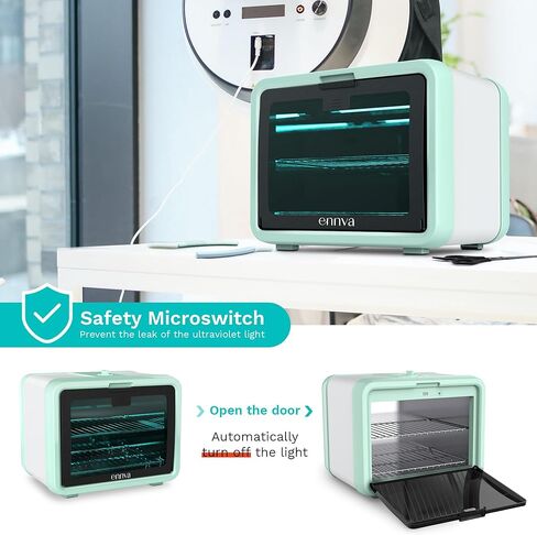 صندوق مطهر بالأشعة فوق البنفسجية كبير من ENNVA - صندوق معقم بالأشعة فوق البنفسجية البسيط - صندوق مطهر بالأشعة فوق البنفسجية بسعة كبيرة - خزانة تطهير بالأشعة فوق البنفسجية لتعقيم الهاتف والألعاب والمناشف وأدوات صالون الأظافر - أخضر in Kuwait