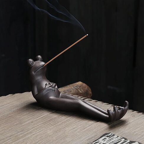 Amoretti Sonnet Incense Holder for Sticks Meditation Frog Incense Burner Cone Handmade Ceramic Modern Aromatherapy Ornament Zen Room Decor Cute Home Decor for Stress & Anxiety Relief Yoga Meditation in Saudi Arabia