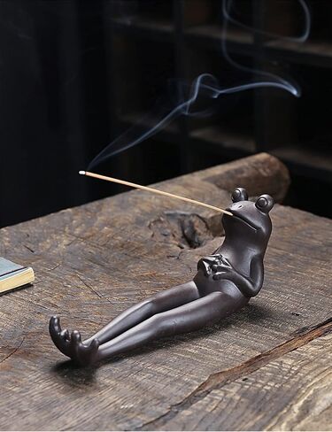 Amoretti Sonnet Incense Holder for Sticks Meditation Frog Incense Burner Cone Handmade Ceramic Modern Aromatherapy Ornament Zen Room Decor Cute Home Decor for Stress & Anxiety Relief Yoga Meditation in Saudi Arabia
