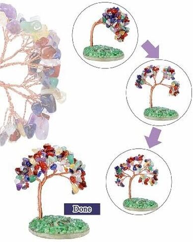 PESOENTH روز كوارتز كريستال شجرة المال فنغ شوي الأحجار الكريمة بونساي شجرة الكريستال الوردي شجرة الحياة زخرفة لحسن الحظ الطاقة الإيجابية طاولة المنزل مكتب ديكور عيد الميلاد 4.72-5.51 بوصة عالية in Kuwait