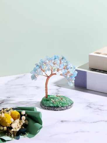 PESOENTH روز كوارتز كريستال شجرة المال فنغ شوي الأحجار الكريمة بونساي شجرة الكريستال الوردي شجرة الحياة زخرفة لحسن الحظ الطاقة الإيجابية طاولة المنزل مكتب ديكور عيد الميلاد 4.72-5.51 بوصة عالية in Kuwait