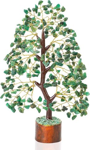Green Aventurine Gemstone Tree - Chakra Tree of Life - Feng Shui Money Tree , Attract Good Luck - Crystal Tree, Home Decoration Figurine, Spiritual Gift for Wealth & Fortune 10-12" in Kuwait