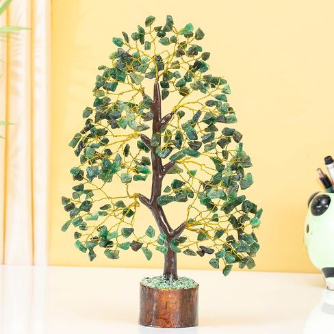 Green Aventurine Gemstone Tree - Chakra Tree of Life - Feng Shui Money Tree , Attract Good Luck - Crystal Tree, Home Decoration Figurine, Spiritual Gift for Wealth & Fortune 10-12" in Kuwait