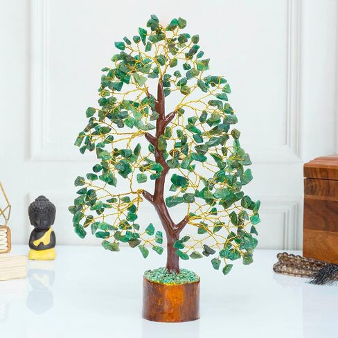 Green Aventurine Gemstone Tree - Chakra Tree of Life - Feng Shui Money Tree , Attract Good Luck - Crystal Tree, Home Decoration Figurine, Spiritual Gift for Wealth & Fortune 10-12" in Kuwait