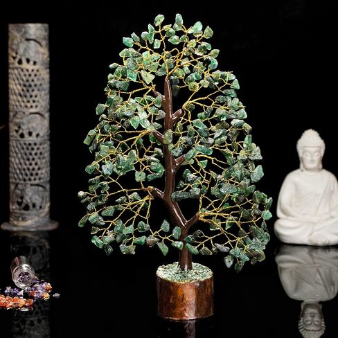 Green Aventurine Gemstone Tree - Chakra Tree of Life - Feng Shui Money Tree , Attract Good Luck - Crystal Tree, Home Decoration Figurine, Spiritual Gift for Wealth & Fortune 10-12" in Kuwait