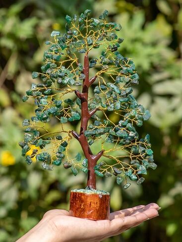 Green Aventurine Gemstone Tree - Chakra Tree of Life - Feng Shui Money Tree , Attract Good Luck - Crystal Tree, Home Decoration Figurine, Spiritual Gift for Wealth & Fortune 10-12" in Kuwait