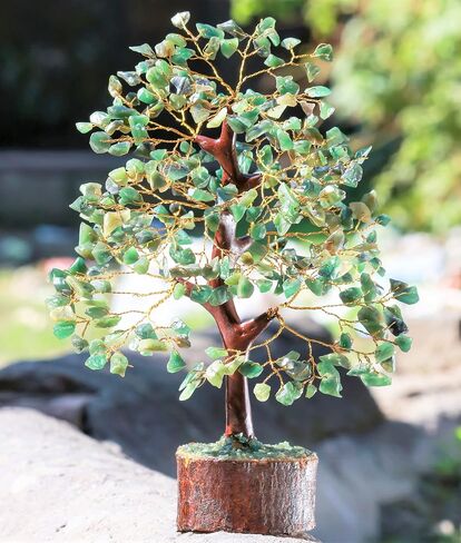 Green Aventurine Gemstone Tree - Chakra Tree of Life - Feng Shui Money Tree , Attract Good Luck - Crystal Tree, Home Decoration Figurine, Spiritual Gift for Wealth & Fortune 10-12" in Kuwait