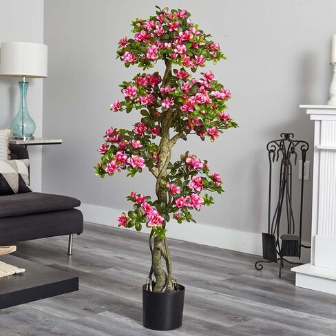 Nearly Natural 5' Azalea Artificial Tree, Pink,20"D x 20"W x 5'H in Saudi Arabia
