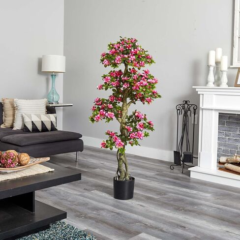 Nearly Natural 5' Azalea Artificial Tree, Pink,20"D x 20"W x 5'H in Saudi Arabia