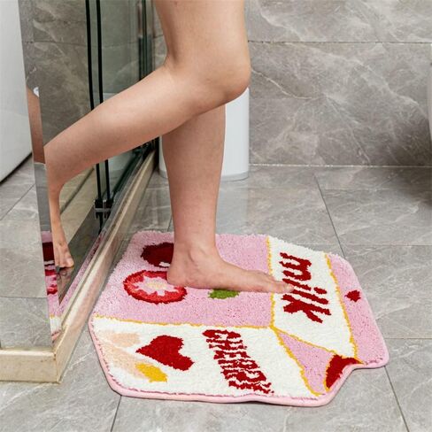 Fruit Avocado Bath Mat for Bathroom Cute Green Bathroom Rug for Kids Non Slip Fruit Bath Rug Milk Cartoon Shaped Plush Shower Rugs for Bathroom Absorbent Decorative Bathtub Mat Washable in Kuwait