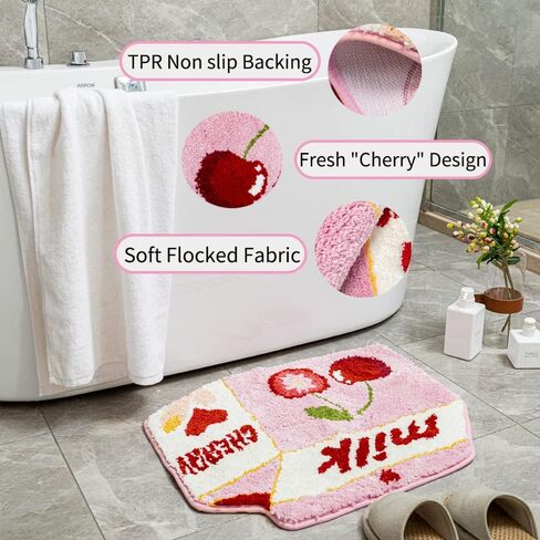 Fruit Avocado Bath Mat for Bathroom Cute Green Bathroom Rug for Kids Non Slip Fruit Bath Rug Milk Cartoon Shaped Plush Shower Rugs for Bathroom Absorbent Decorative Bathtub Mat Washable in Kuwait