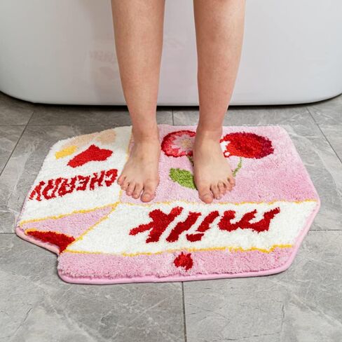 Fruit Avocado Bath Mat for Bathroom Cute Green Bathroom Rug for Kids Non Slip Fruit Bath Rug Milk Cartoon Shaped Plush Shower Rugs for Bathroom Absorbent Decorative Bathtub Mat Washable in Kuwait