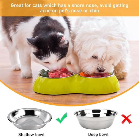 Stainless Steel Cat Bowls, 12PCS Shallow Cat Bowl Metal Cat Dishes for Food and Water, 5.5 Inches Diameter Cat Food Dish, Shallow Raised Shallow Cat Food Dish for Small Dogs and Cats, Dishwasher Safe in Kuwait