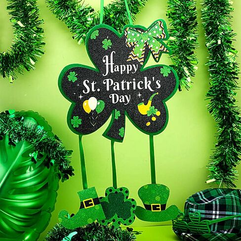 Jetec Happy St. Patrick's Day Decor Shamrock Door Sign Irish Hanging Wall Decoration Welcome Board Felt with Rope for Home Party in Saudi Arabia