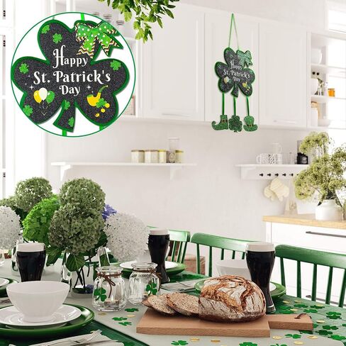 Jetec Happy St. Patrick's Day Decor Shamrock Door Sign Irish Hanging Wall Decoration Welcome Board Felt with Rope for Home Party in Saudi Arabia