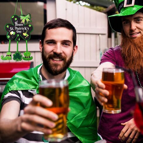 Jetec Happy St. Patrick's Day Decor Shamrock Door Sign Irish Hanging Wall Decoration Welcome Board Felt with Rope for Home Party in Saudi Arabia
