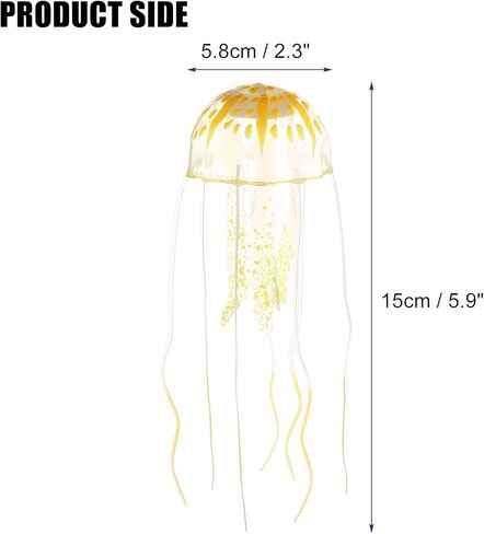 VOCOSTE Fish Tank Jellyfish Decoration, Silicone Fluorescent Jellyfish Glow Ornaments Aquarium Decor with Suction Cup, Blue, 2.3"x5.9" in Kuwait