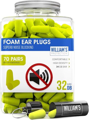 Soft Foam Ear Plugs   Noise Cancelling Earplugs 32 dB NRR-for Noise Reduction Hearing Protection Aluminum Carry Case - for Sleeping Travel Concerts Shooting Study Work. (Generic, 70 Pairs) in Saudi Arabia