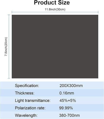Selens 2PCS Linear Polarizing Film, High Transmission Cuttable A4 7.8x11.8 inches Polarizer Sheets - Ideal for LCD Monitor Screen Repair, Optical Analysis, Physics Education in Kuwait