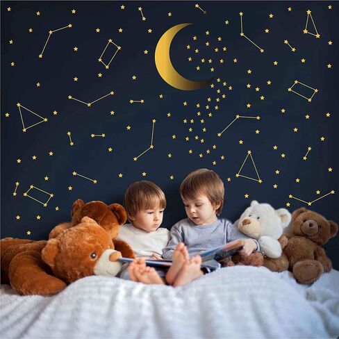 ملصق جداري DXLING 190 Gold Star Constellation لتزيين غرفة نوم الأطفال قابل للإزالة وديكور للفضاء الخارجي وملصقات زودياك لعلم الفلك ZB162 (ذهبي) in Kuwait