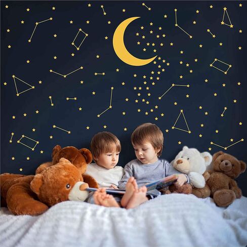 ملصق جداري DXLING 190 Gold Star Constellation لتزيين غرفة نوم الأطفال قابل للإزالة وديكور للفضاء الخارجي وملصقات زودياك لعلم الفلك ZB162 (ذهبي) in Kuwait