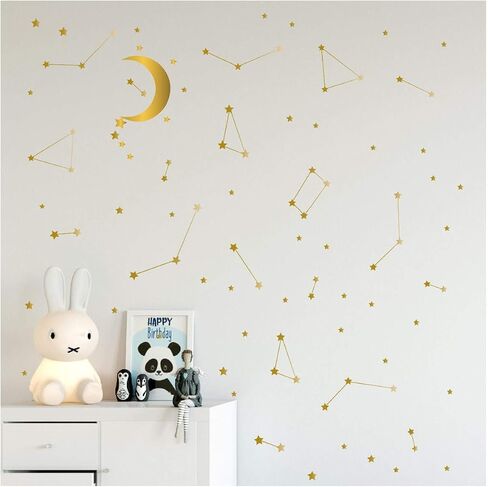 ملصق جداري DXLING 190 Gold Star Constellation لتزيين غرفة نوم الأطفال قابل للإزالة وديكور للفضاء الخارجي وملصقات زودياك لعلم الفلك ZB162 (ذهبي) in Kuwait