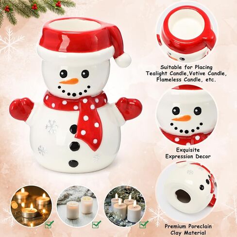 حامل شموع Tealight لديكور رجل الثلج، حامل شموع خفيف للشاي للشتاء لقضاء عطلة الشتاء، قطع مركزية لطاولات المنزل، ديكور الموقد، هدية الترحيب بالمنزل الجديد in Kuwait