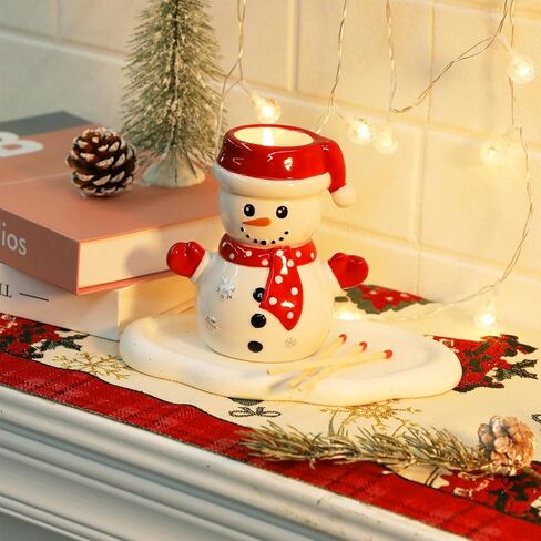 حامل شموع Tealight لديكور رجل الثلج، حامل شموع خفيف للشاي للشتاء لقضاء عطلة الشتاء، قطع مركزية لطاولات المنزل، ديكور الموقد، هدية الترحيب بالمنزل الجديد in Kuwait