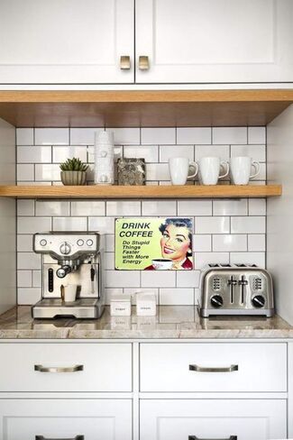 ميتال تين ساين اشرب القهوة افعل أشياء غبية اسرع مع المزيد من الطاقة بار مقهى كراج ديكور حائط ريترو فينتاج 7.87 × 11.8 انش in Kuwait