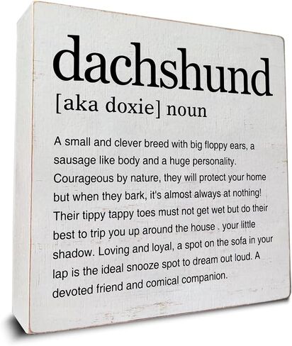 Dachshund Gifts for Dachshund Lovers Dachshund Definition Art Wooden Box Sign Rustic Desk Decorative Wooden Sign Home Decor for Desk Table Shelf 5 x 5 Inches in Saudi Arabia