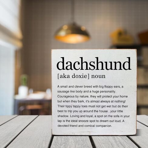 Dachshund Gifts for Dachshund Lovers Dachshund Definition Art Wooden Box Sign Rustic Desk Decorative Wooden Sign Home Decor for Desk Table Shelf 5 x 5 Inches in Saudi Arabia
